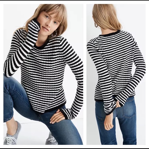 Madewell Sweaters - Madewell Colette Pullover Sweater in Leamore Stripe Black White Medium